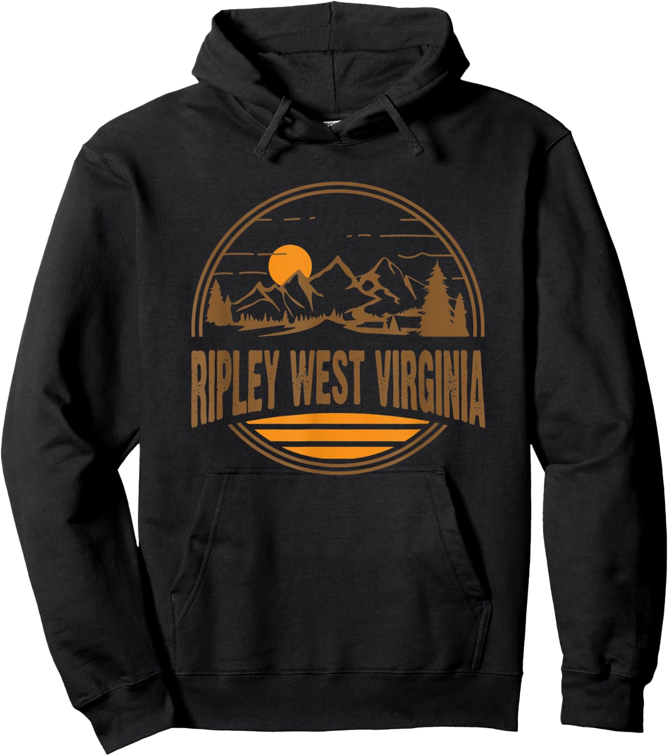 Vintage Ripley, West Virginia Mountain Hiking Souvenir Print Hoodie - Hoodie | Black