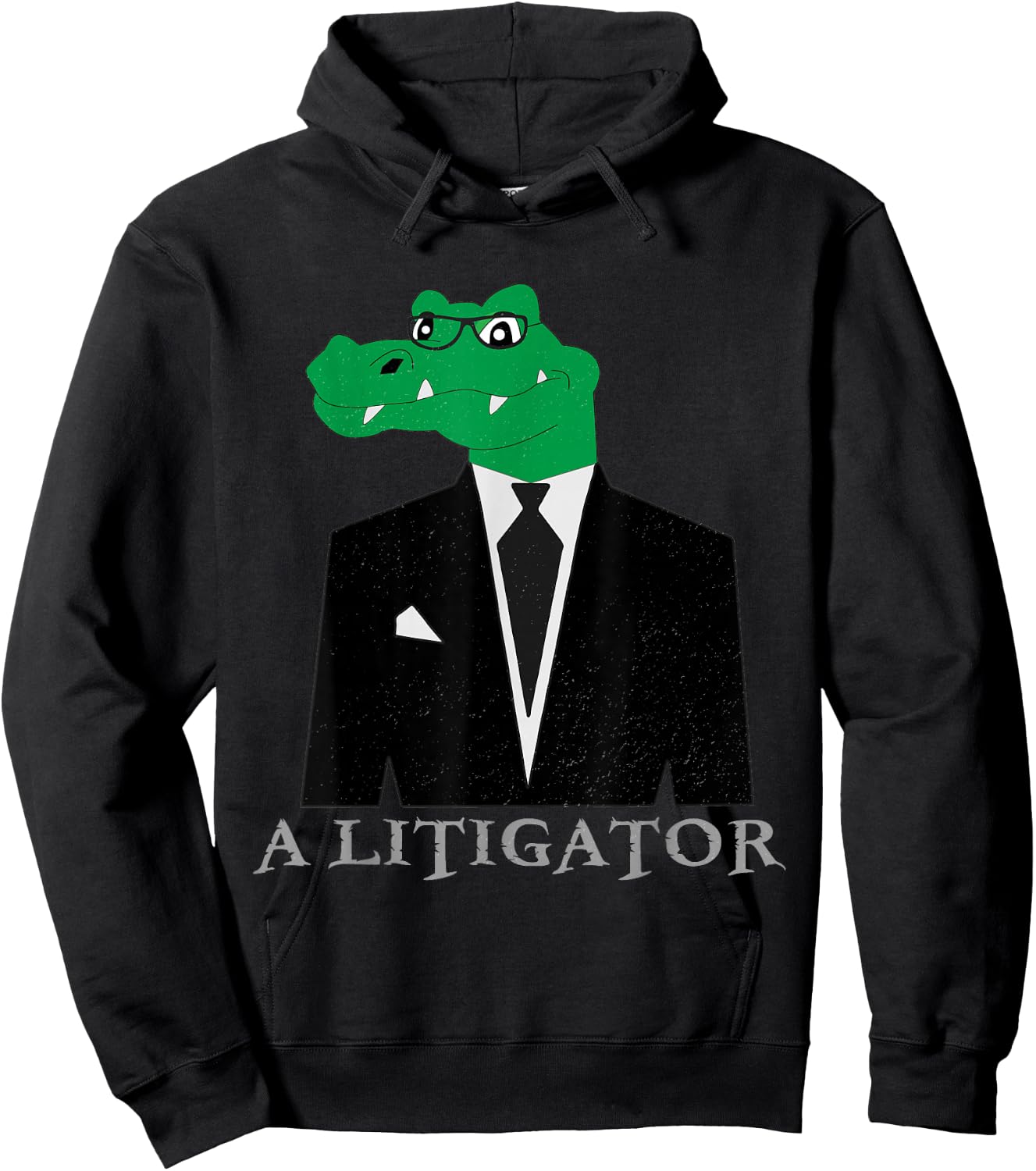 A Litigator Alligator In Suit Funny Lawyer Gift Hoodie - Hoodie | Black