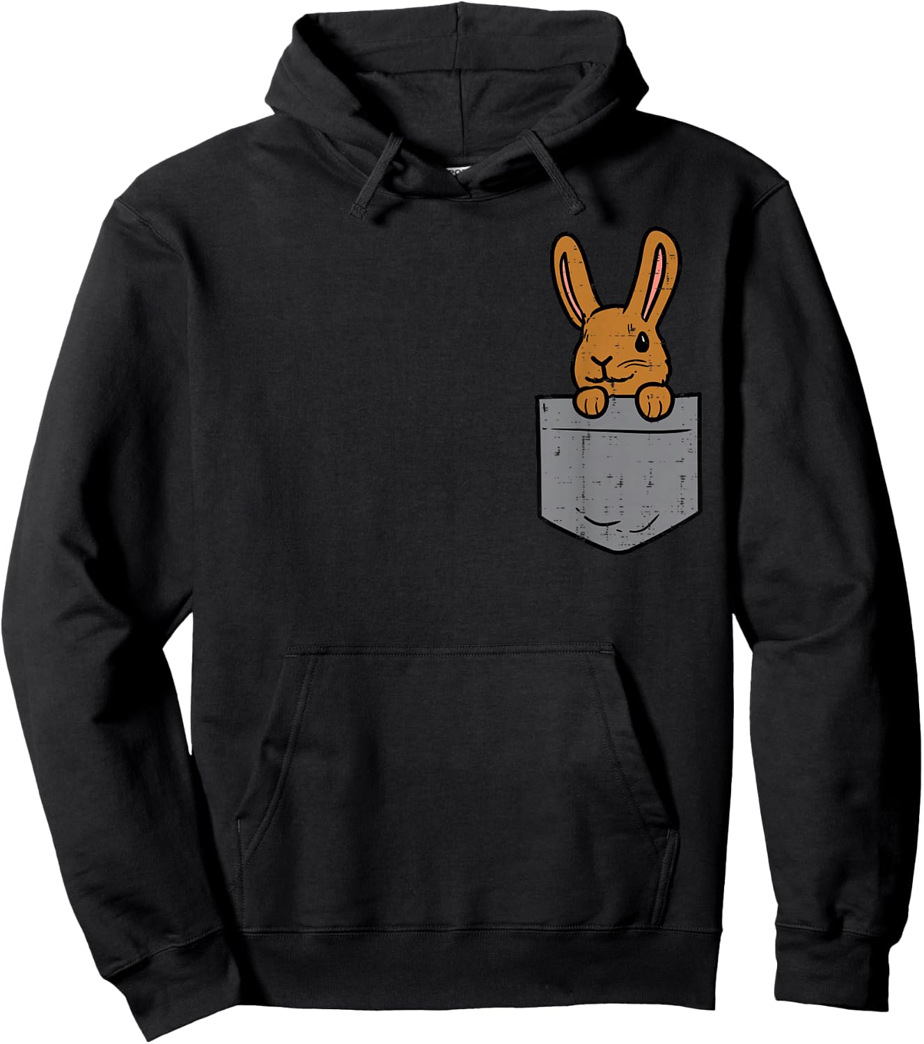 Pocket Bunny Rabbit Cute Happy Easter Day Men Women Kids Hoodie - Hoodie | Black