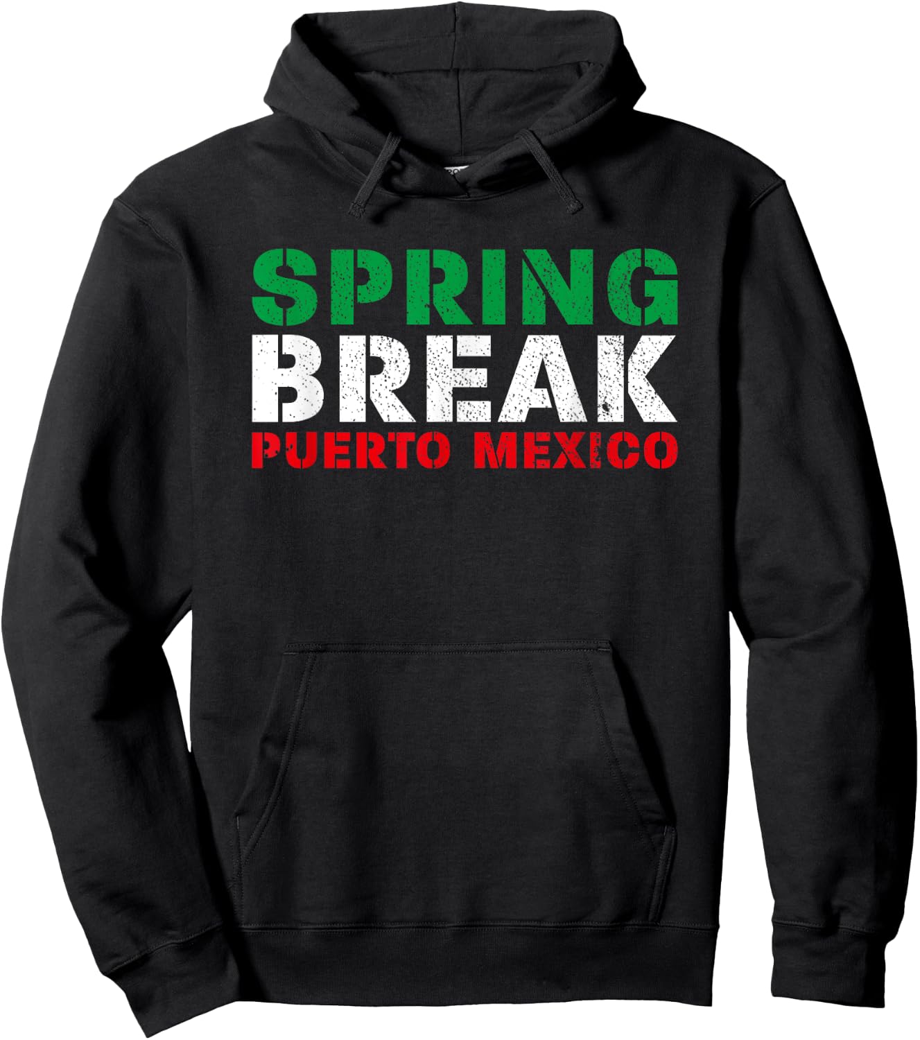 Spring Break Puerto Mexico Mexican Flag Party Hoodie - Hoodie | Black