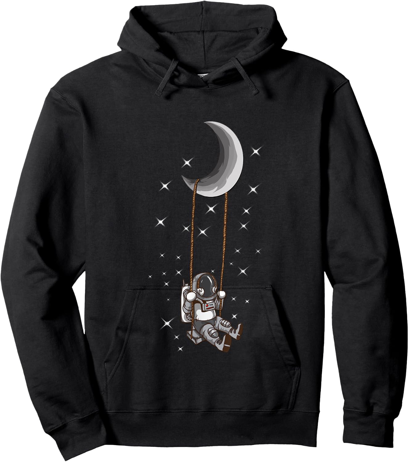 Astronaut Moon Swing Space Universe Stars Cosmonaut Hoodie - Hoodie | Black