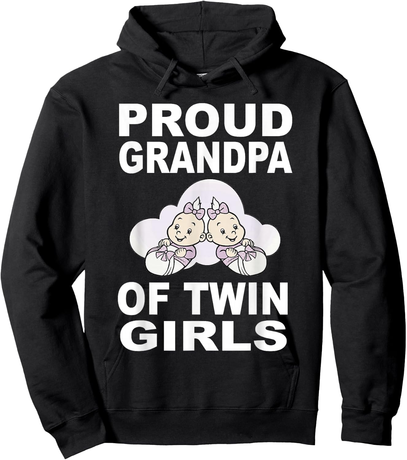 Proud Grandpa Of Twin Girls Twins Grandfather Gift Hoodie - Hoodie | Black