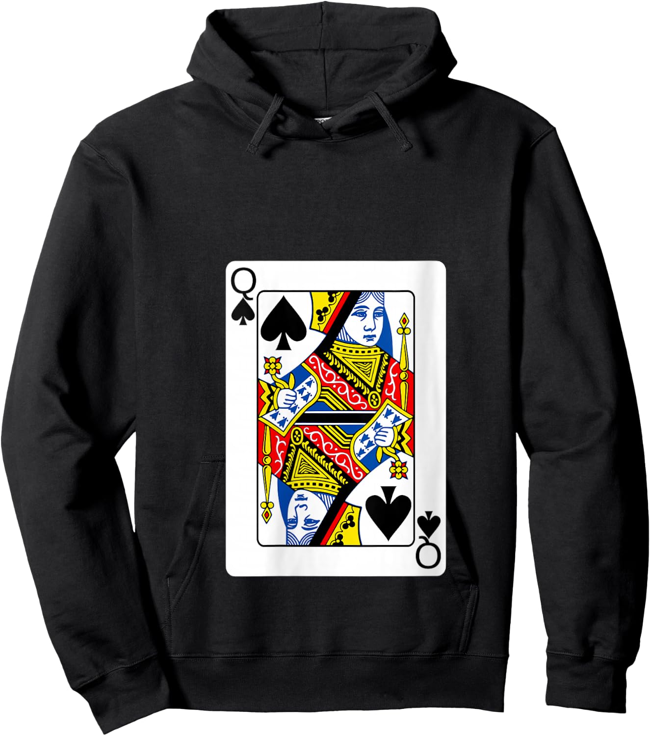 Queen Of Spades Playing Card Group Costume Poker Player V-Neck Hoodie - Hoodie | Black