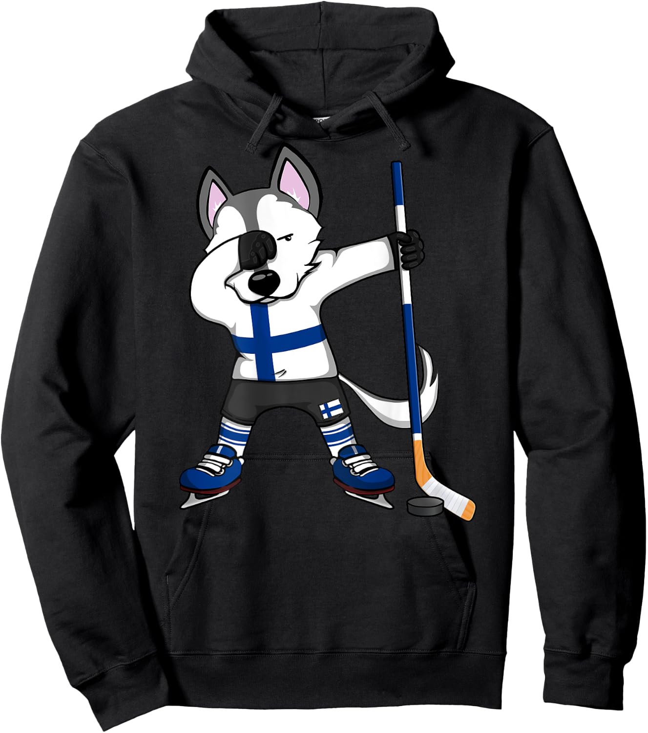 Dabbing Husky Finland Ice Hockey Lovers Jersey Winter Sports Hoodie - Hoodie | Black