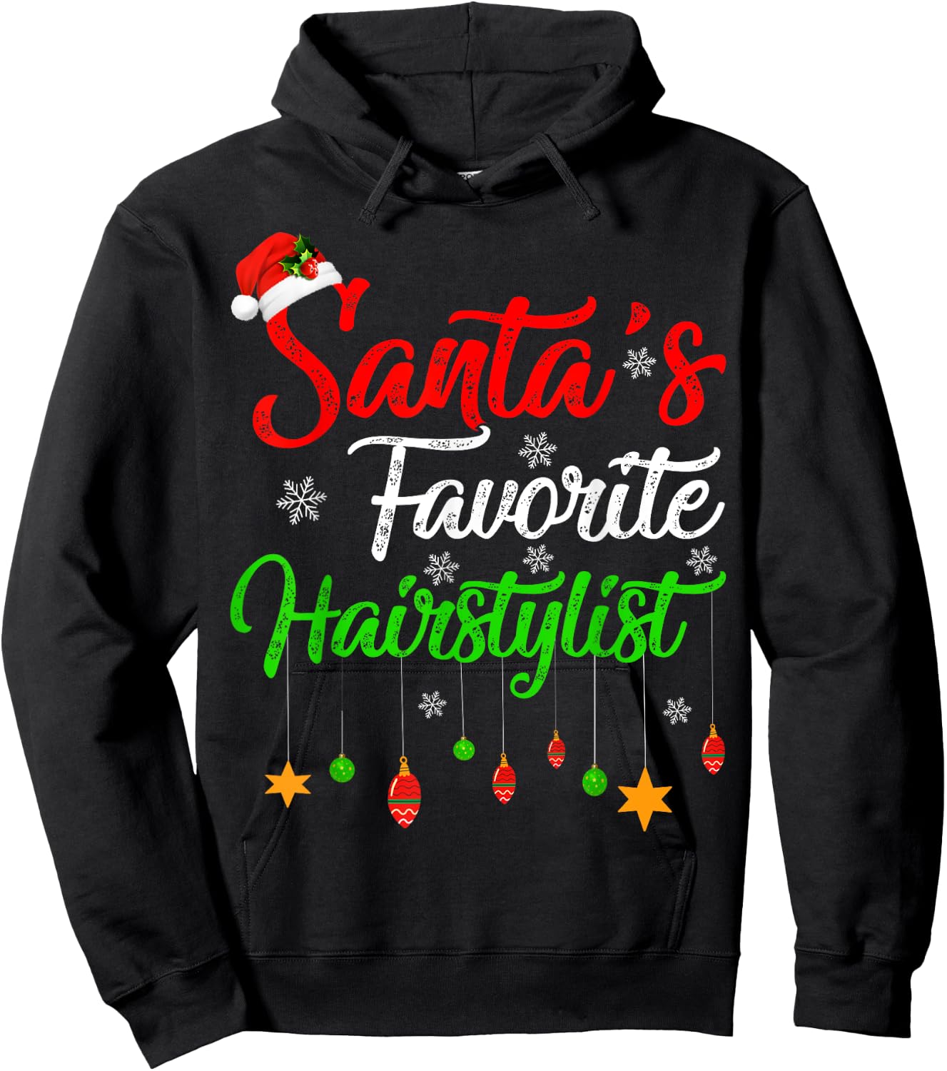 Funny Xmas Santa's Favorite Hairstylist Christmas Hoodie - Hoodie | Black