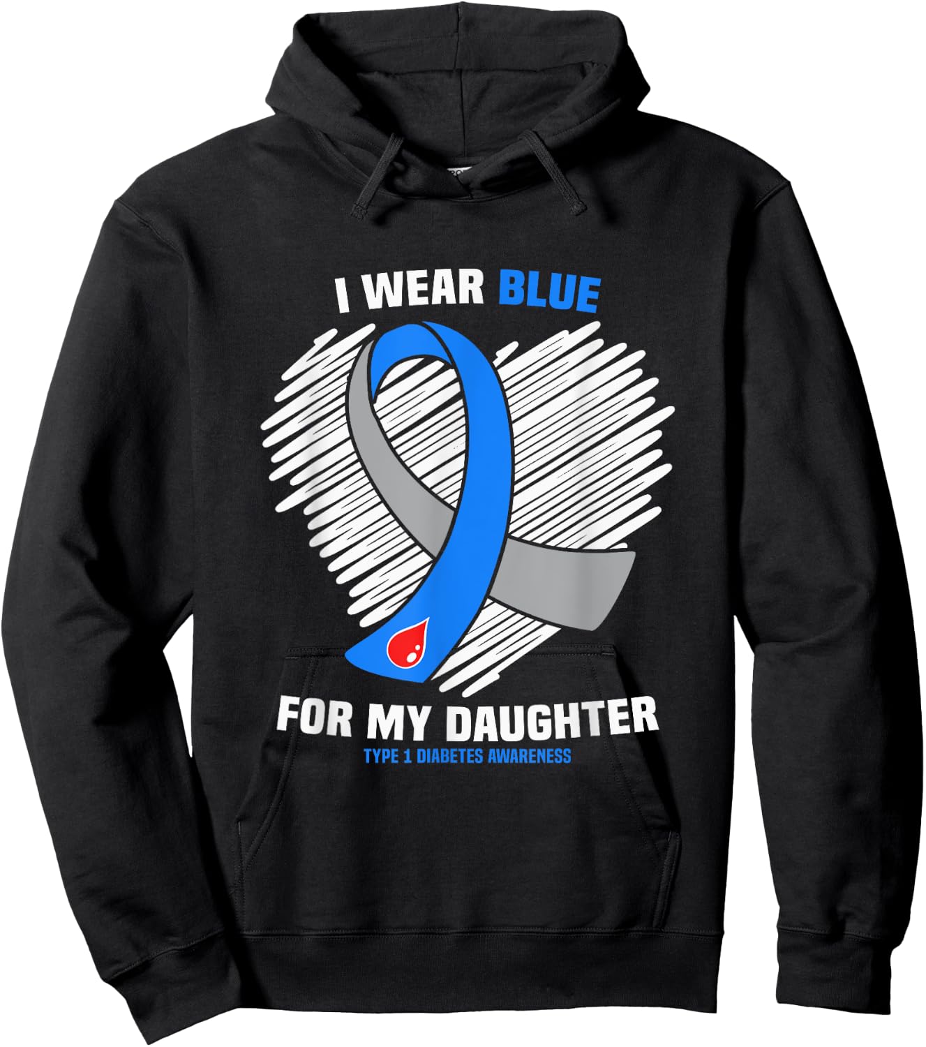 I Wear Blue For My Daughter Type 1 Diabetes Awareness Hoodie - Hoodie | Black