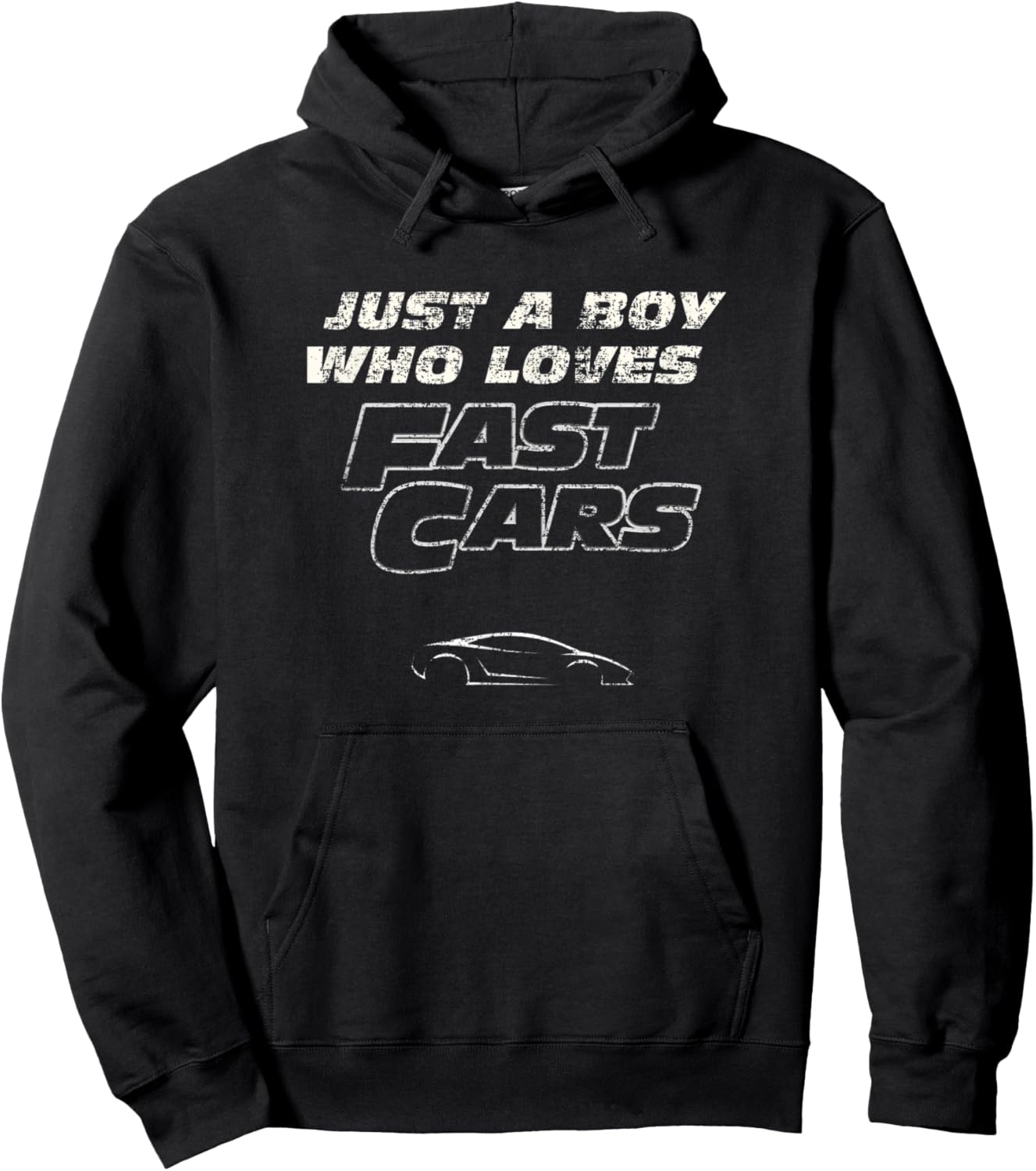 Fast Car Just A Boy Who Loves Fast Cars Funny Gift Hoodie - Hoodie | Black