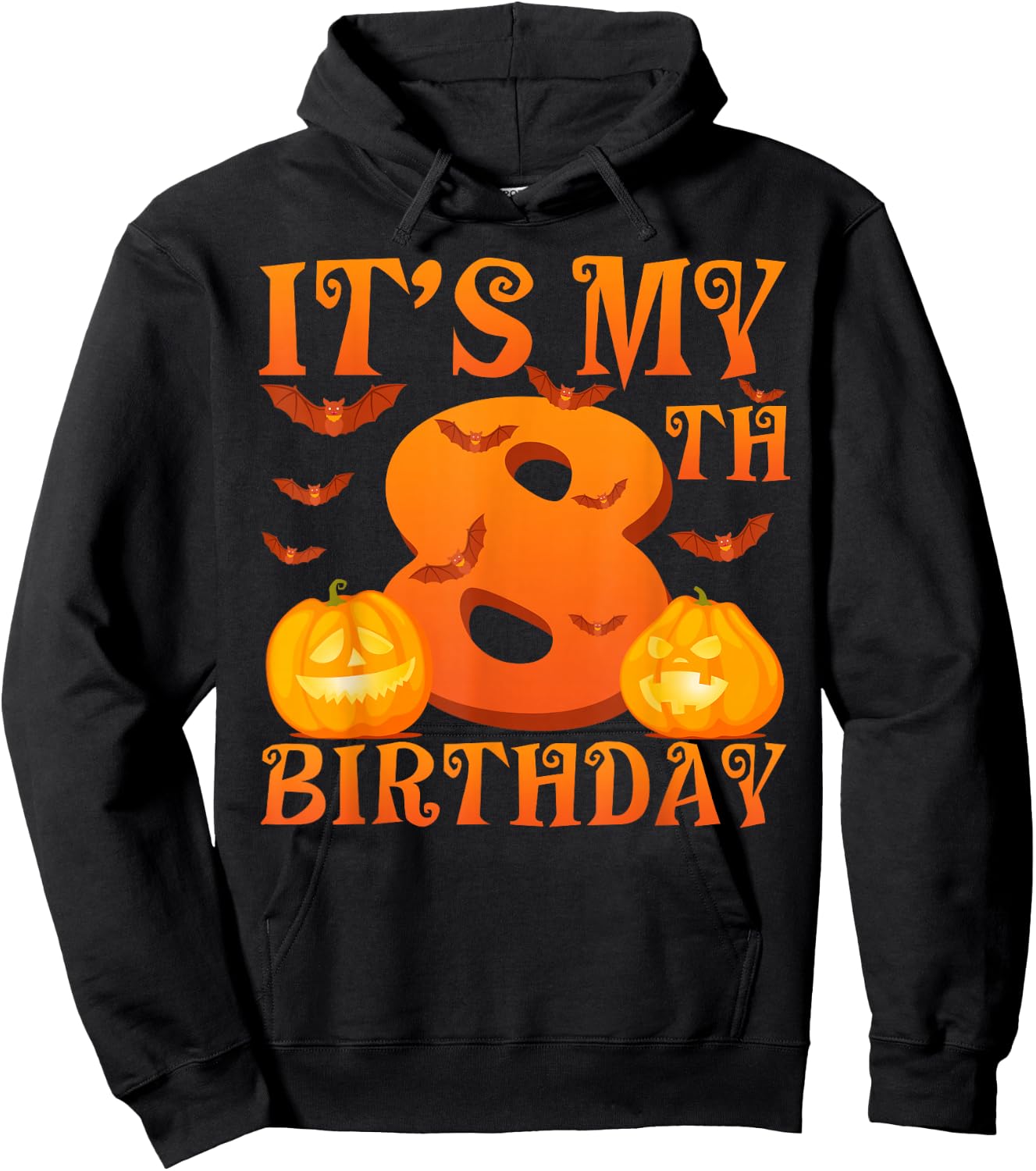 It's My 8th Birthday Pumpkins 8 Years Old Halloween Day Kids Hoodie - Hoodie | Black