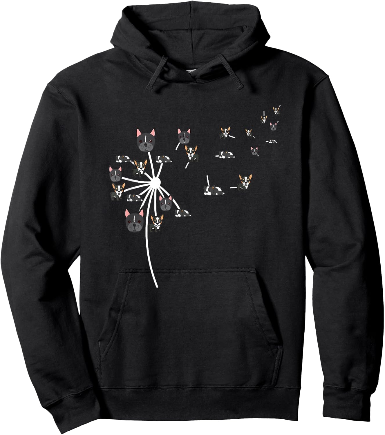Dandelion Flying Boston Terrier Flower Dog Lover Herbalist Hoodie - Hoodie | Black
