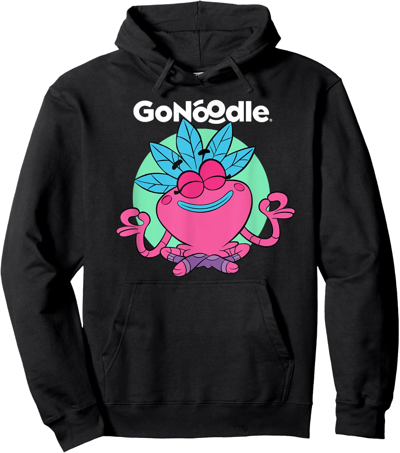 GoNoodle Om Petalhead Champ - -Adults & Kids - Black - Small - Short Sleeve - Classic Fit - Cotton & Polyester - Modern Classic - Stylish - Dancing & Running - All Seasons Hoodie - Hoodie | Black