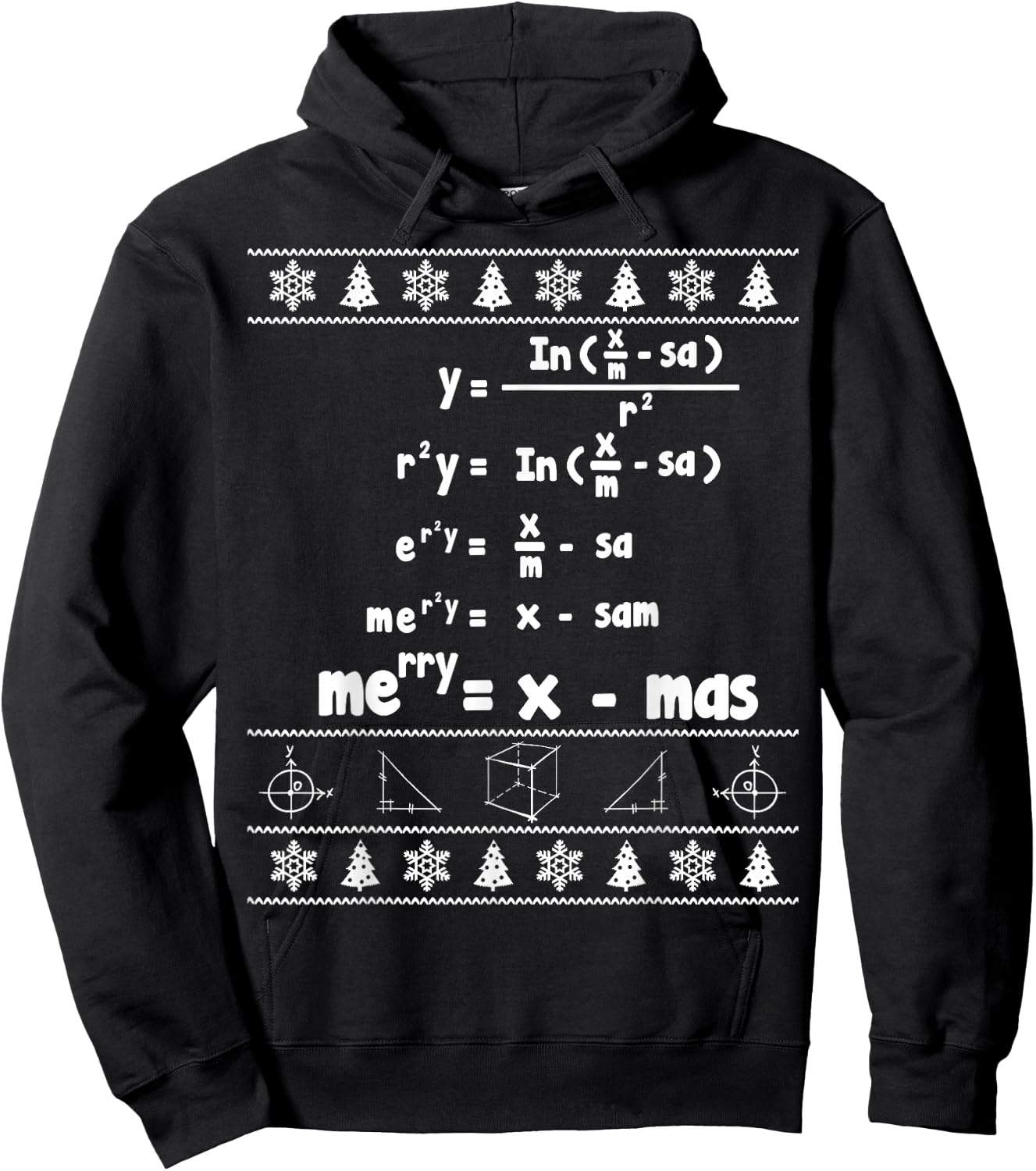 Merry = X-mas Ugly Christmas Math Sweater Hoodie - Hoodie | Black