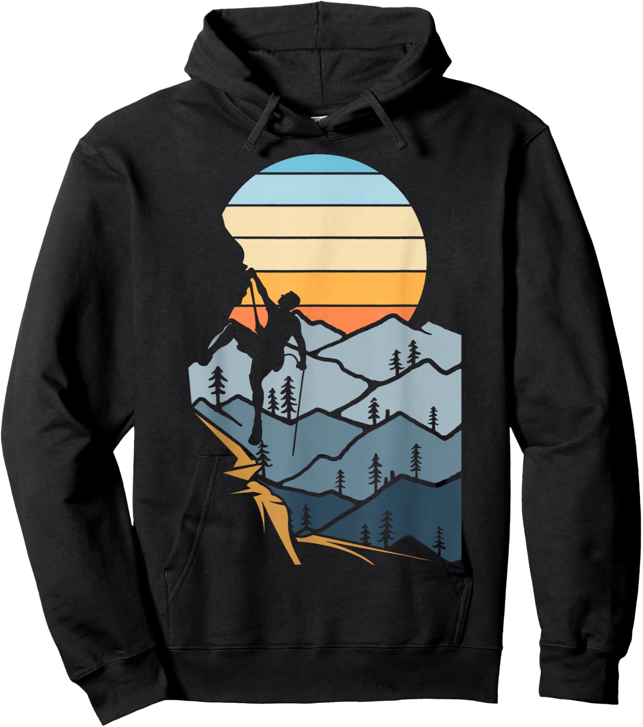 Mountain Climber Boulder Sports Hobby Retro Rock Climbing Hoodie - Hoodie | Black