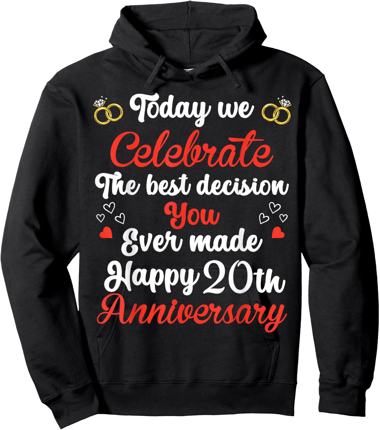 20 Years Anniversary Marriage Couples 20th Year of Marriage Hoodie - Hoodie | Black