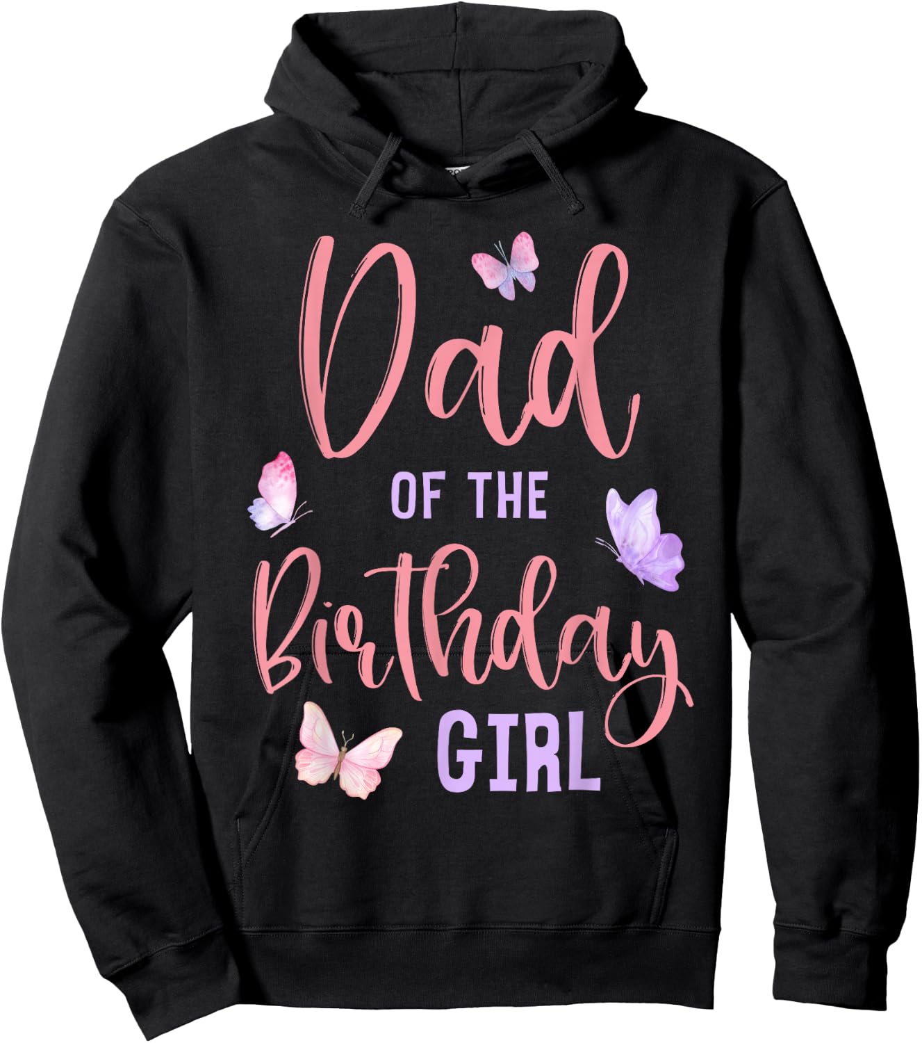 Dad of The Birthday Girl Butterfly Party Matching Family Hoodie - Hoodie | Black
