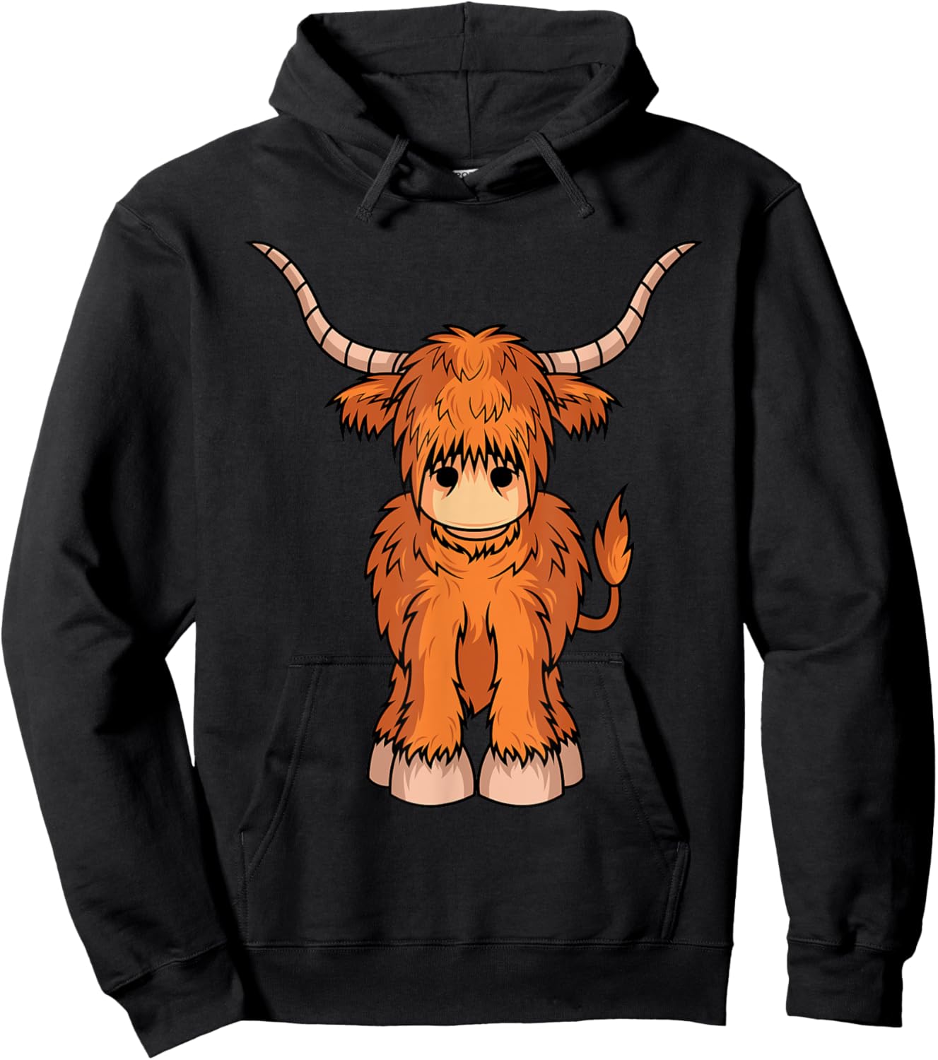 Cute Hairy Scottish Breed Highland Cow Farmer Animal Lover Hoodie - Hoodie | Black
