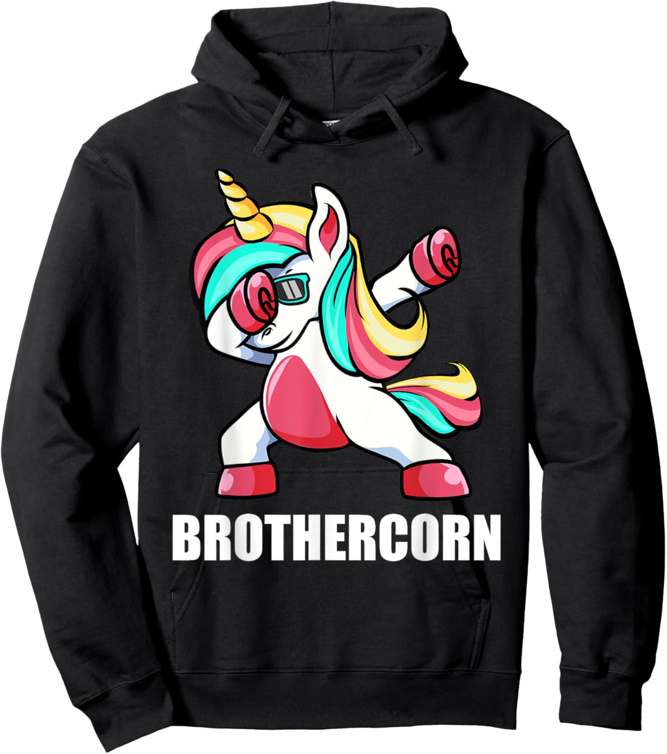 Funny Brother Unicorn Brothercorn Dabbing Birthday Gift Hoodie - Hoodie | Black
