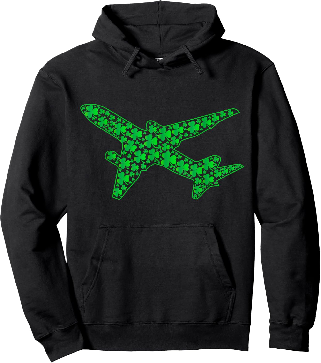 Airplane Pilot Shamrock St Patricks Day Flying Hoodie - Hoodie | Black