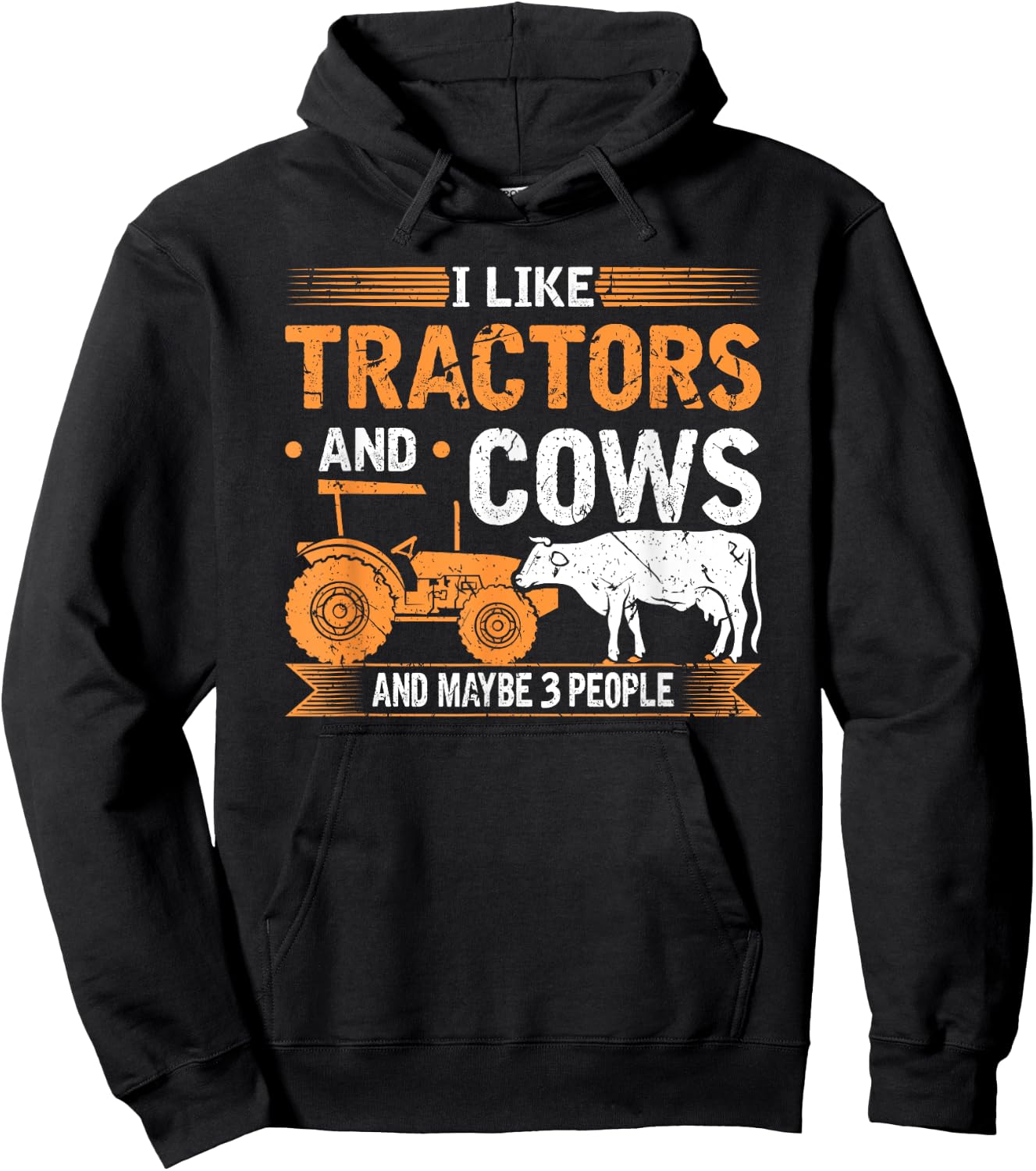 I Like Tractors And Cows And Maybe 3 People Farmer Hoodie - Hoodie | Black