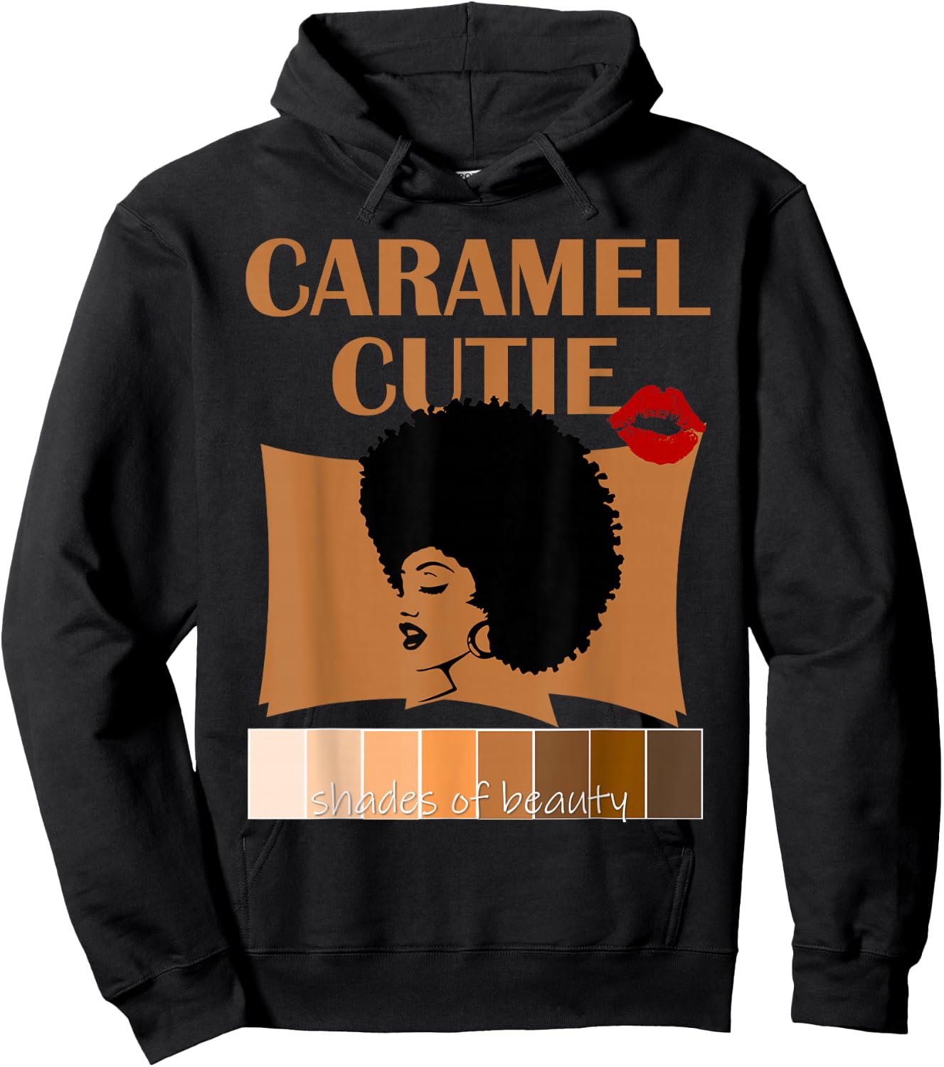 Caramel Cutie Natural Fro Shades of Black Color Palette Hoodie - Hoodie | Black