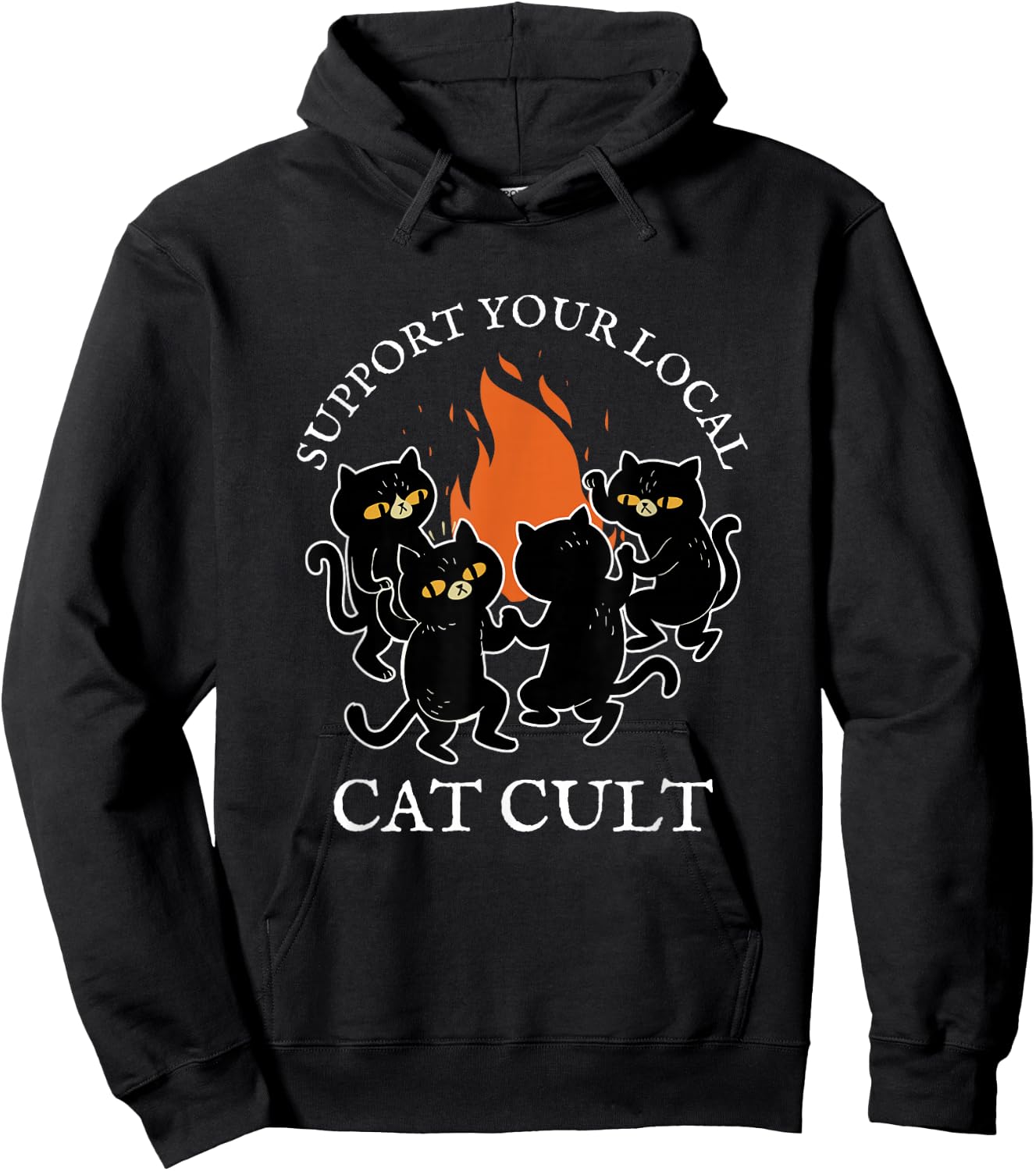 Support Your Local Cat Cult Occult Black Cats Dancing Witch Women Hoodie - Hoodie | Black