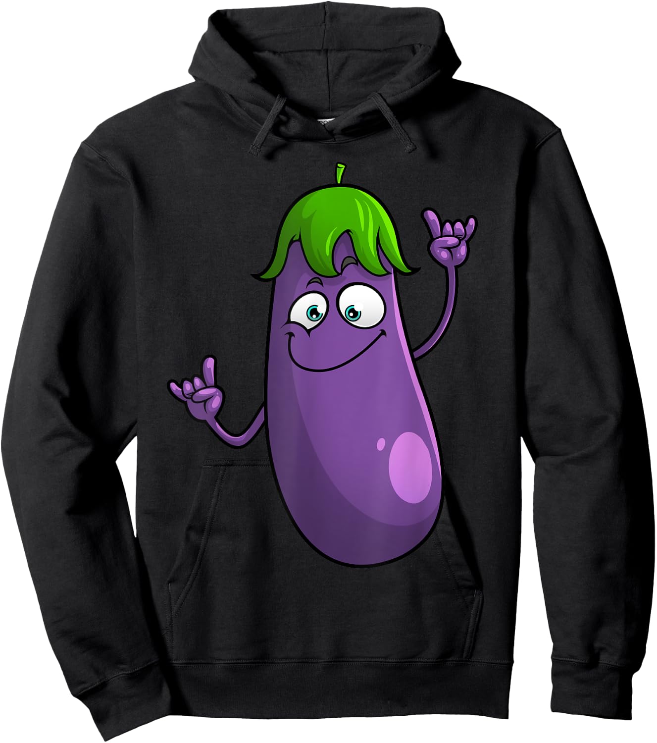 Funny Eggplant Designs Women Fruit Vegetable Hoodie - Hoodie | Black