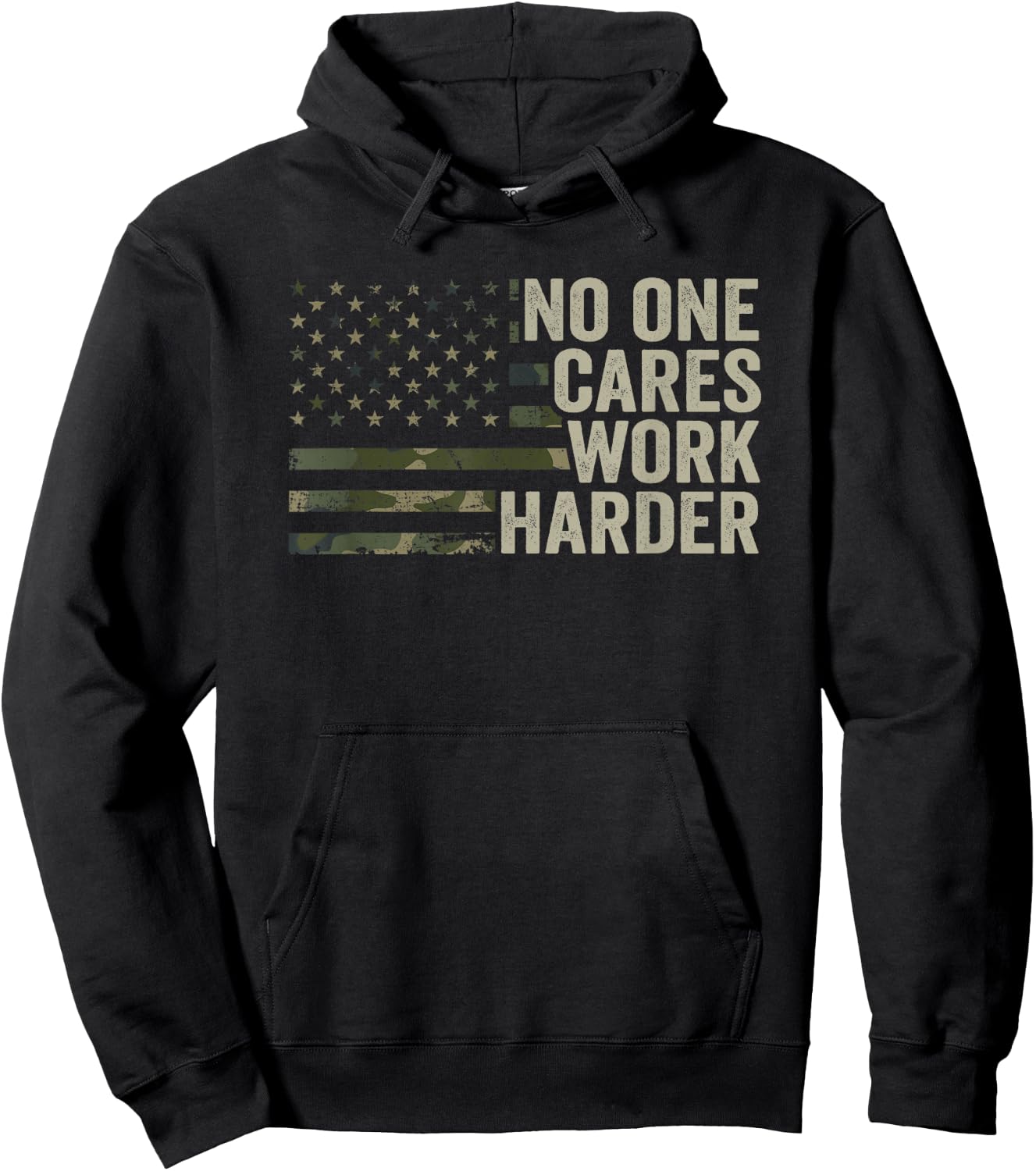 No One Cares Work Harder - Motivational Workout Gym Camo Hoodie - Hoodie | Black
