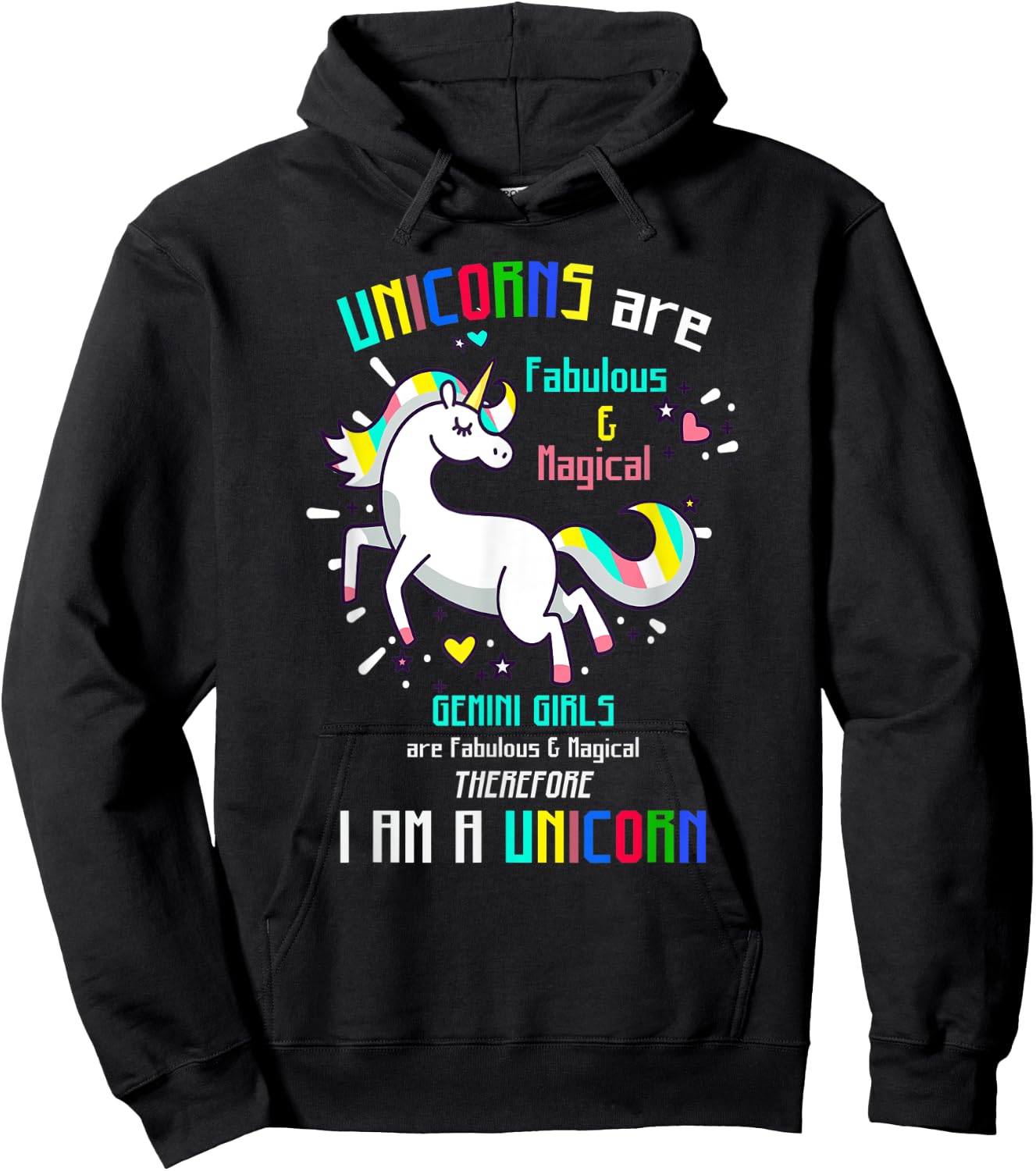 GEMINI SIGN | UNICORNS | GEMINI GIRLS ARE FABULOUS - Birthda Hoodie - Hoodie | Black