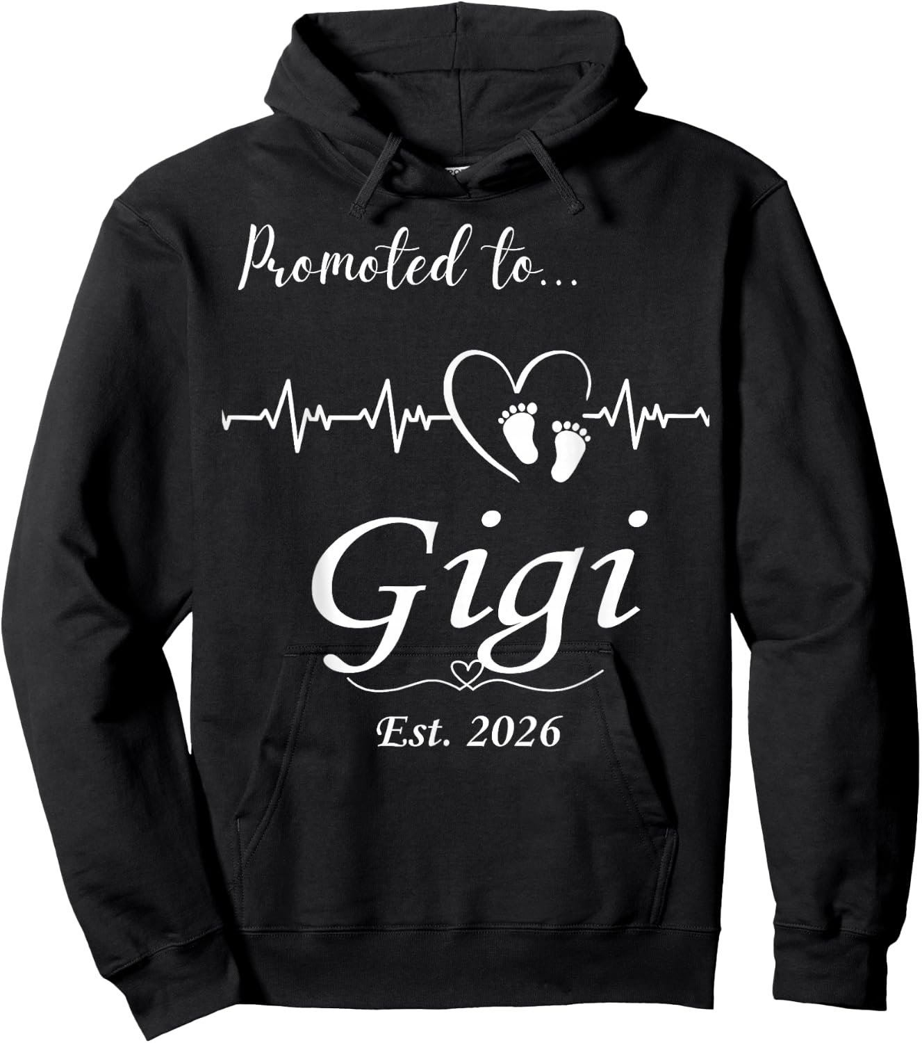Promoted to Gigi Est 2026 Baby Announcement Hoodie - Hoodie | Black