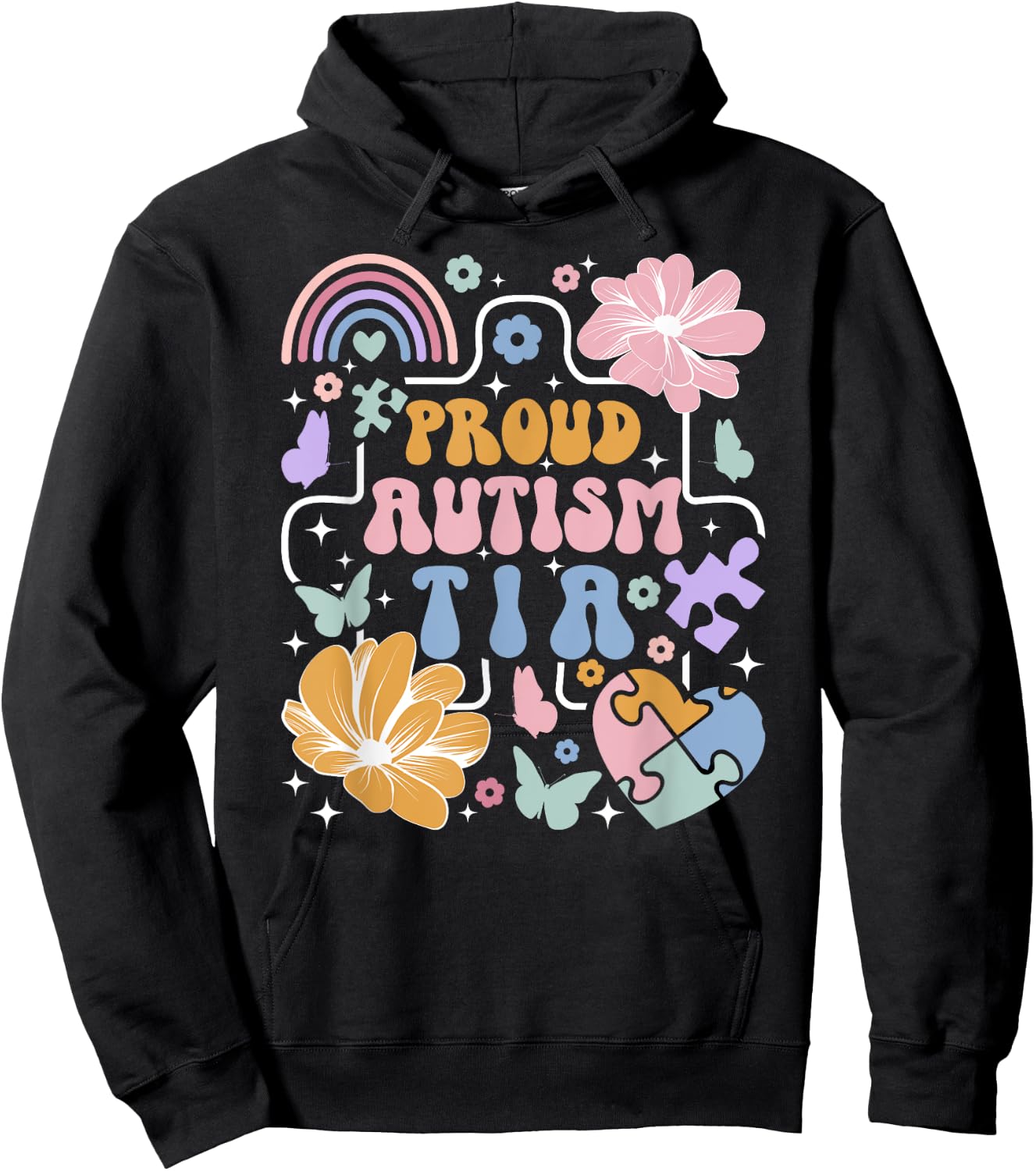 Groovy Proud Autism Tia Autism Awareness For Tia Hoodie - Hoodie | Black