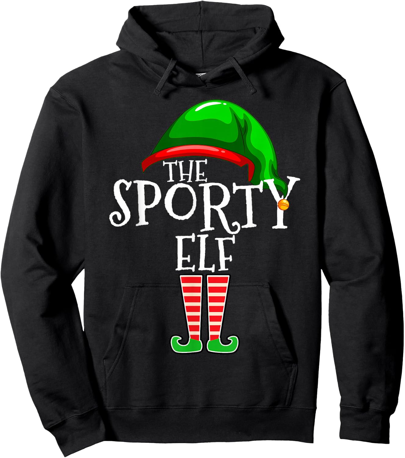 The Sporty Elf Family Matching Group Christmas Hoodie - Hoodie | Black