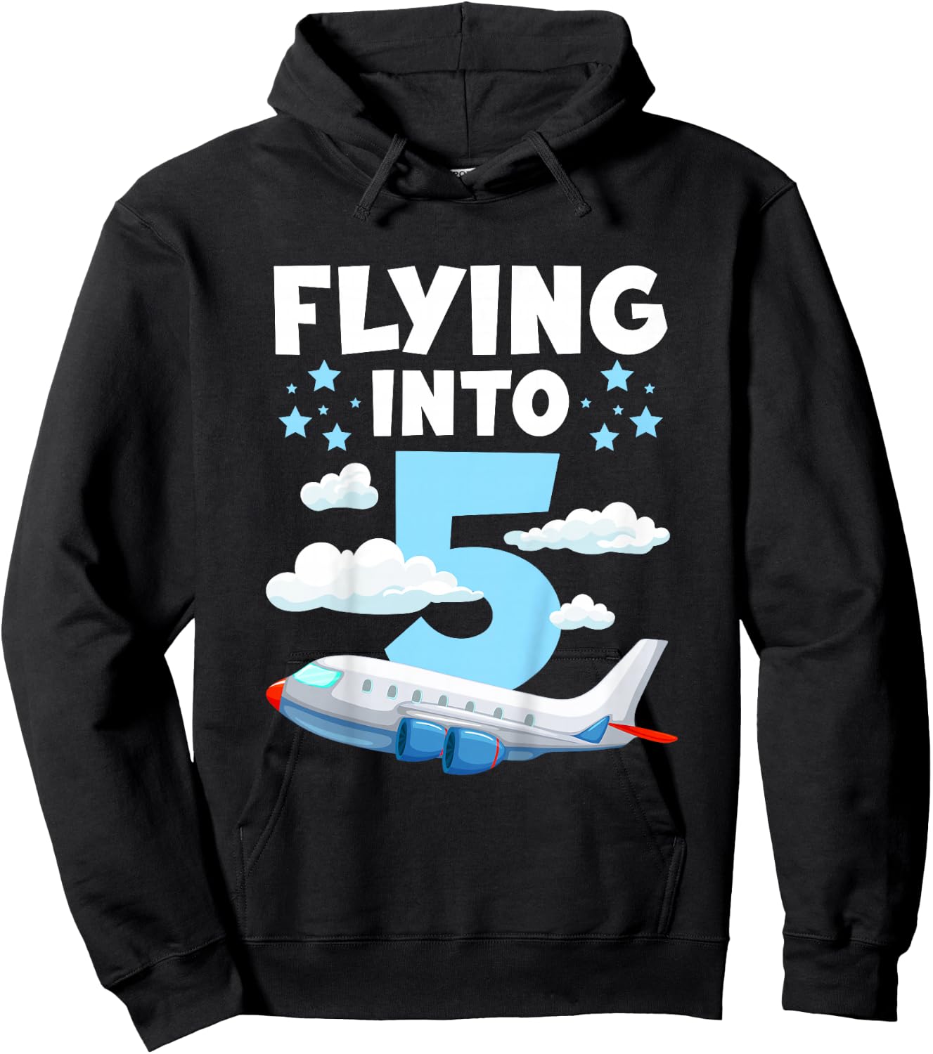 5th Airplane Birthday Party 5 Year Old Pilot Birthday Hoodie - Hoodie | Black