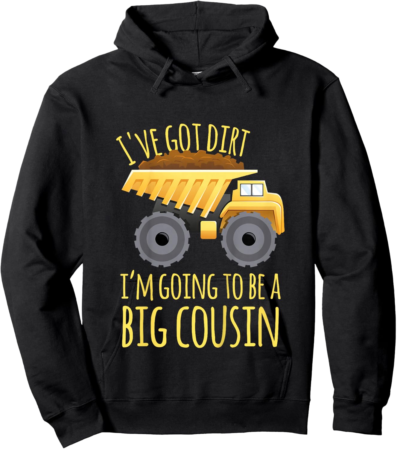 Kids Big cousin digger construction design for pregnancy reveal Hoodie - Hoodie | Black
