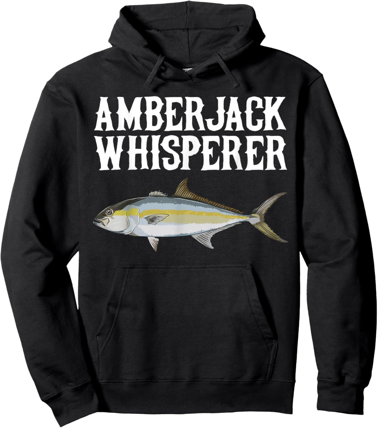 Amberjack Whisperer Funny Fish Lover Hoodie - Hoodie | Black