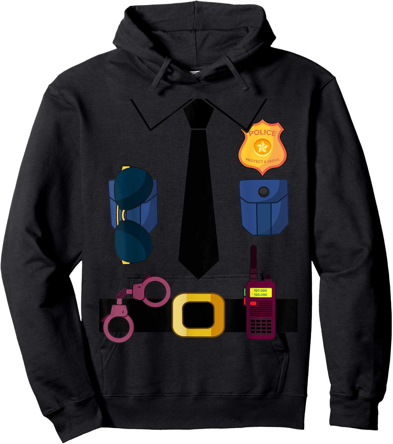 Police Costume For Kids & Adults Halloween Police Officer Hoodie - Hoodie | Black