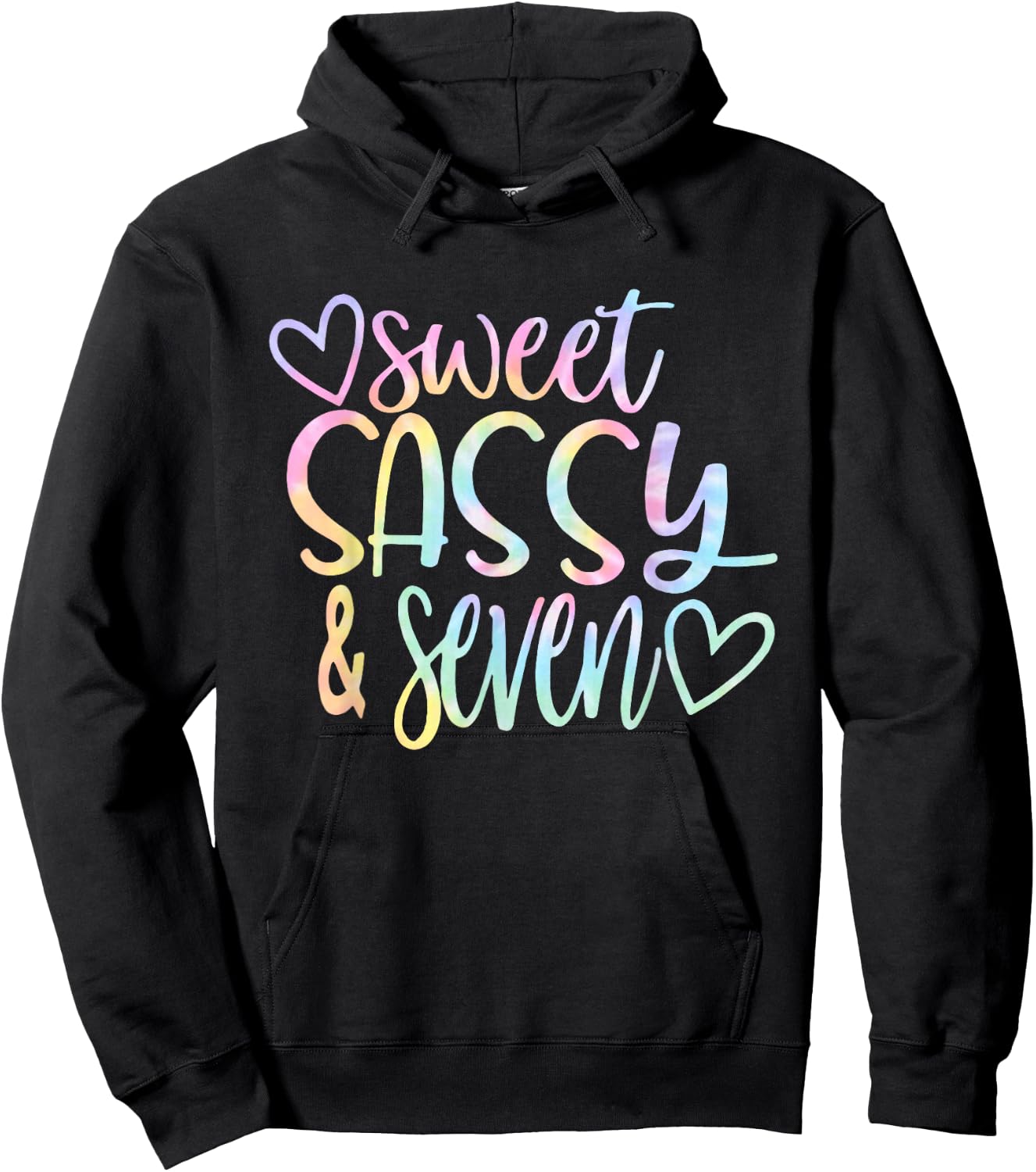 Sweet Sassy and Seven Girl's Birthday Tie Dye Girls Kids Hoodie - Hoodie | Black