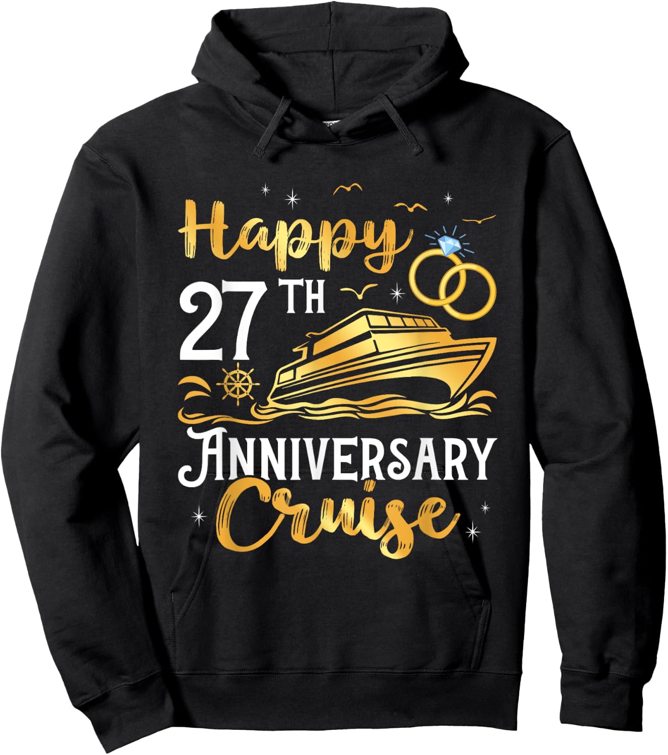 Happy 27th Anniversary Cruise Golden Wedding Trip Cruising Hoodie - Hoodie | Black