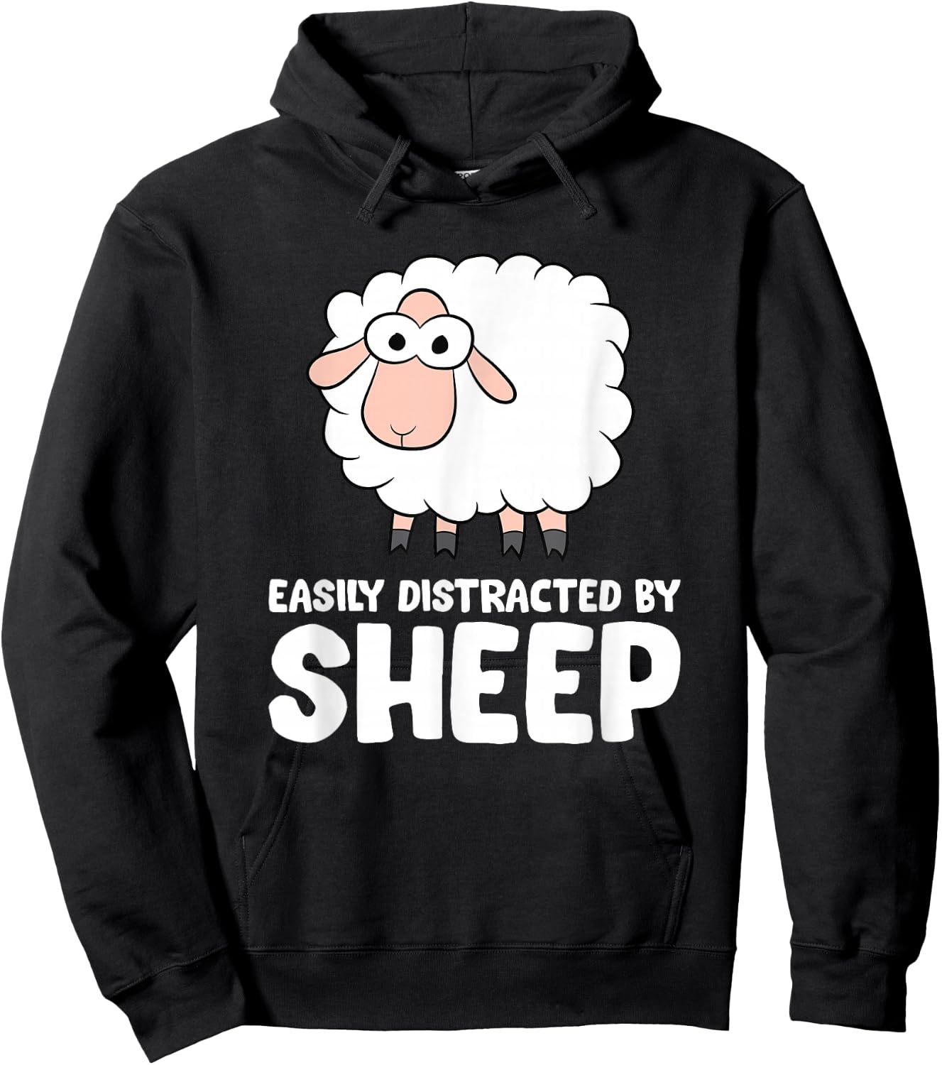 Easily Distracted By Sheep Hoodie - Hoodie | Black