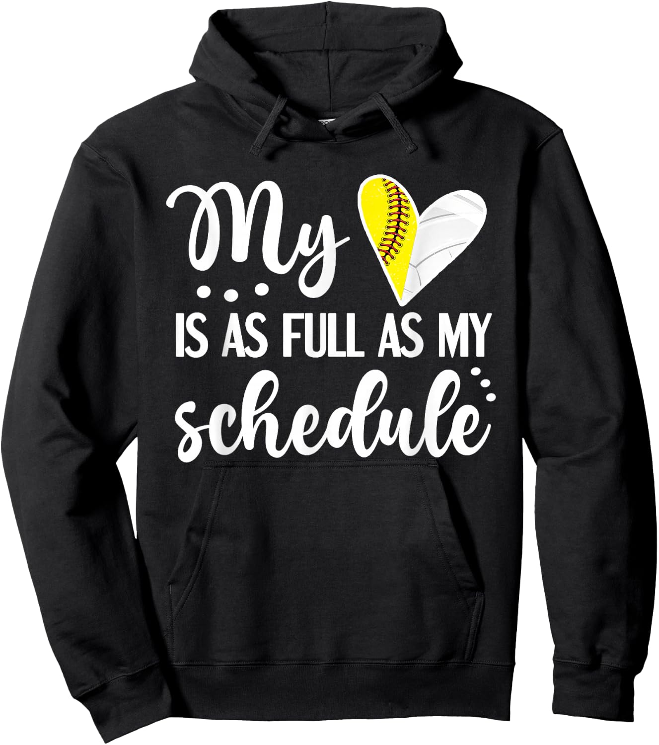 Full Schedule & Heart Proud Volleyball Softball Player Mom Hoodie - Hoodie | Black