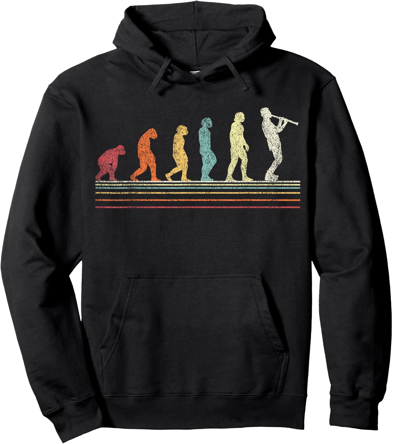 Funny Clarinet Player Evolution Musician Retro Vintage Hoodie - Hoodie | Black