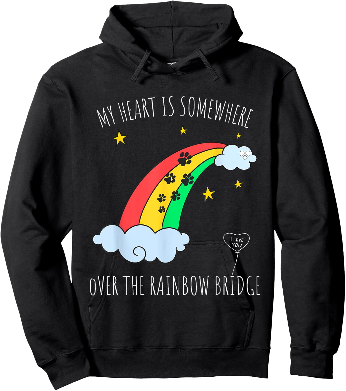 Loss of a Beloved Cat Dog. Rainbow Bridge Theme Men Women Kids Hoodie - Hoodie | Black