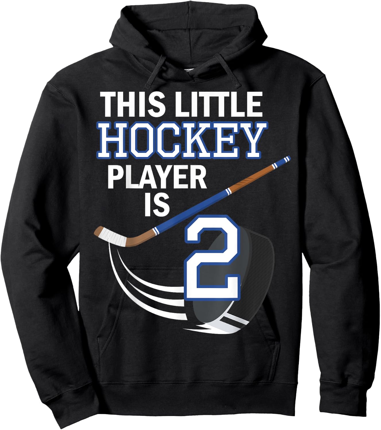 2nd Birthday Boy Hockey Stick Puck 2 Year Old Funny B-Day Hoodie - Hoodie | Black