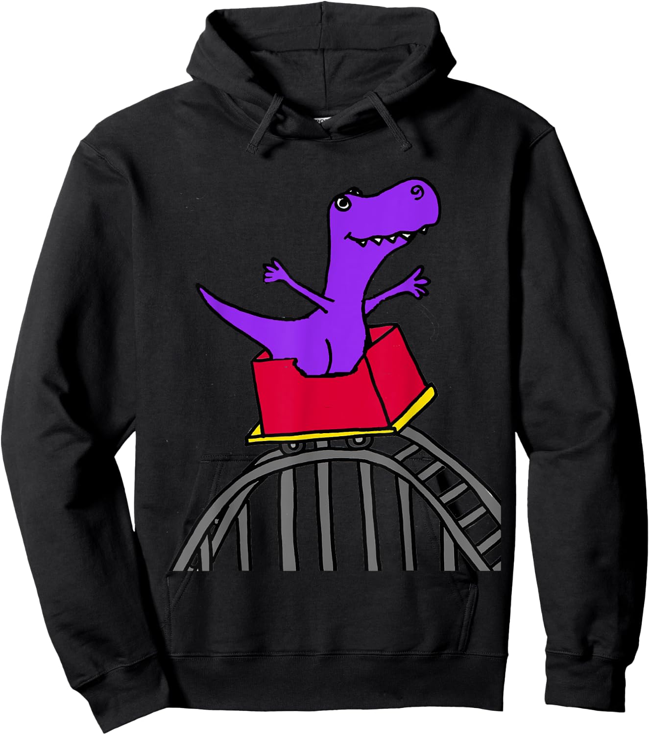 SmileteesFunny Funny T-rex Riding Roller Coaster Hoodie - Hoodie | Black