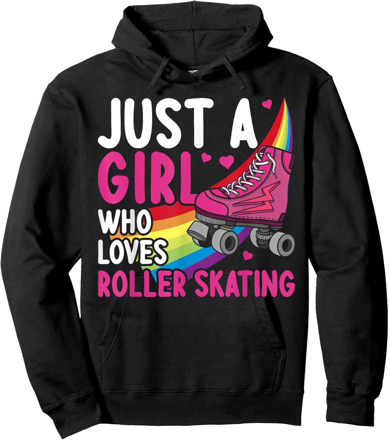 Funny Roller Skating Art Girls Women Kids Roller Disco Skate Hoodie - Hoodie | Black