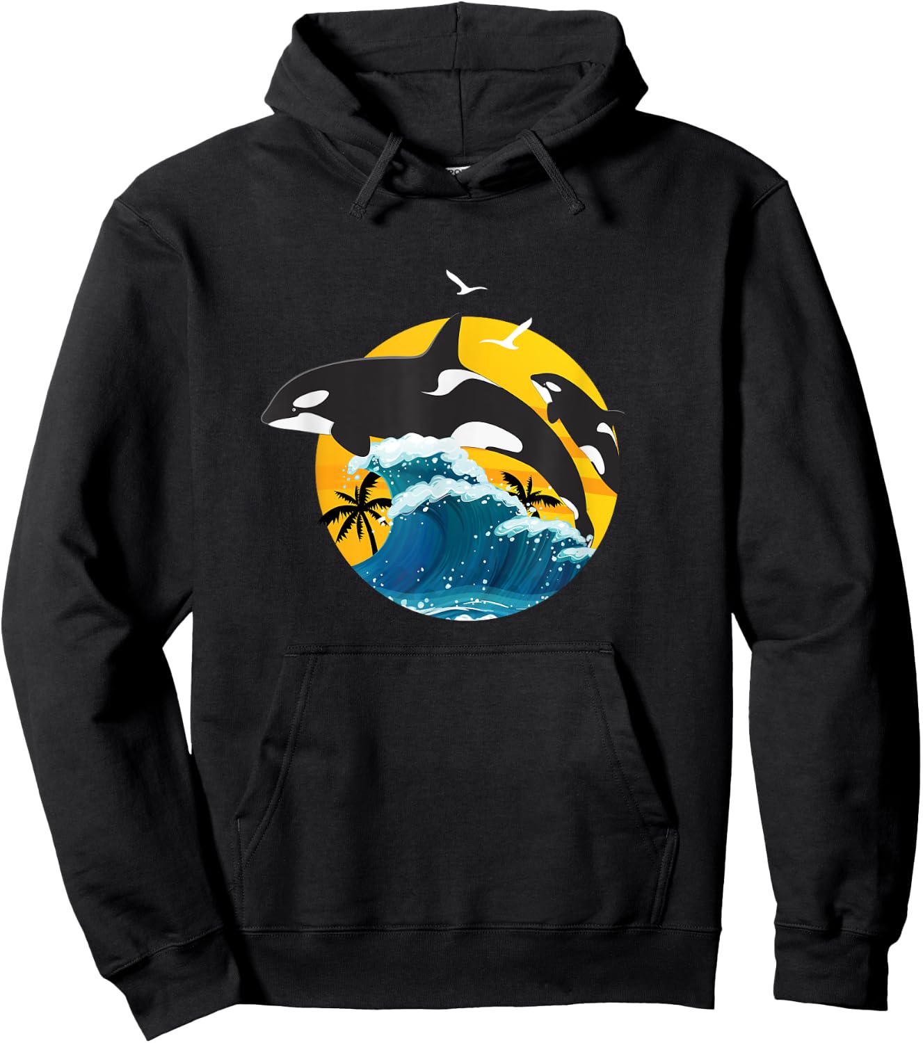 Orca Squad Whale Sunset Sea Animal Wildlife Boys & Girls Hoodie - Hoodie | Black