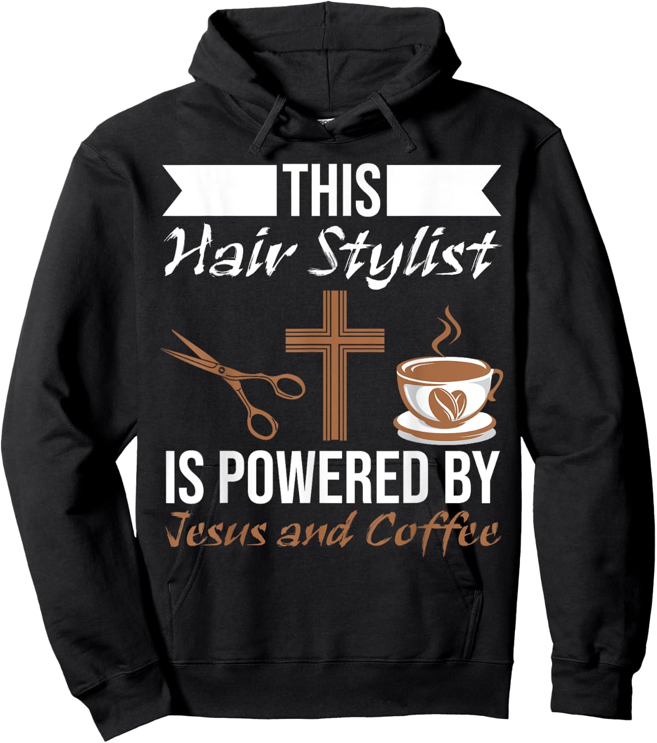 This Hair Stylist Is Powered By Jesus And Coffee Scissors Hoodie - Hoodie | Black