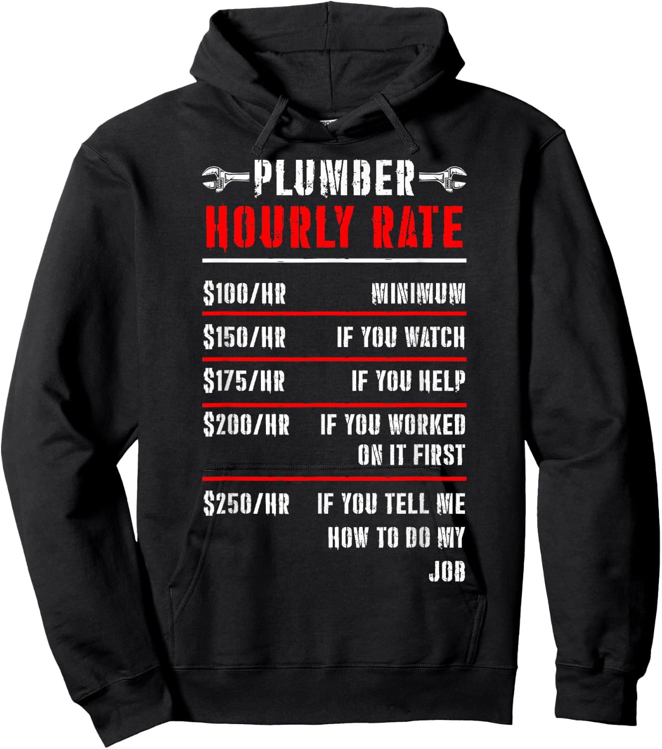 Funny Plumbers Plumber Dads Plumber Hourly Rate Plumber Rate Hoodie - Hoodie | Black