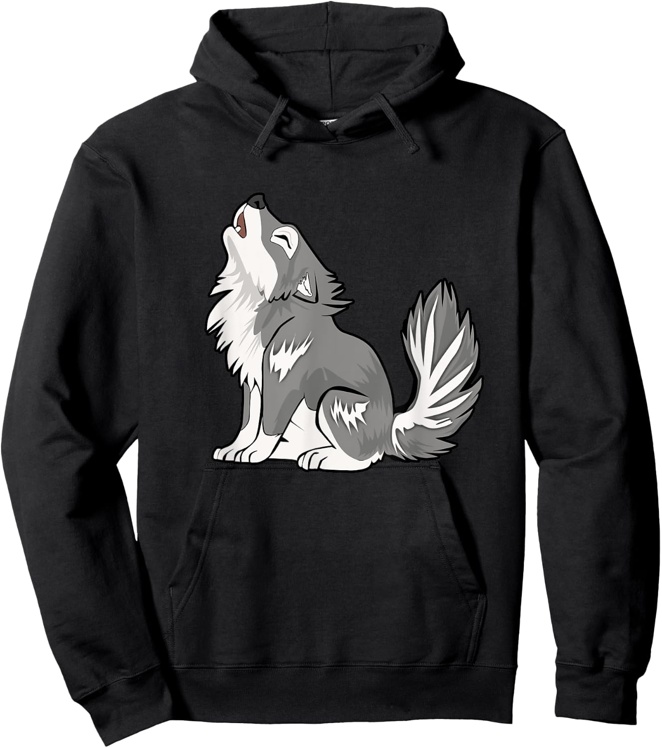 Cute Baby Howling Wolf Cub Sketch Gifts Costume Stuff Kids Hoodie - Hoodie | Black