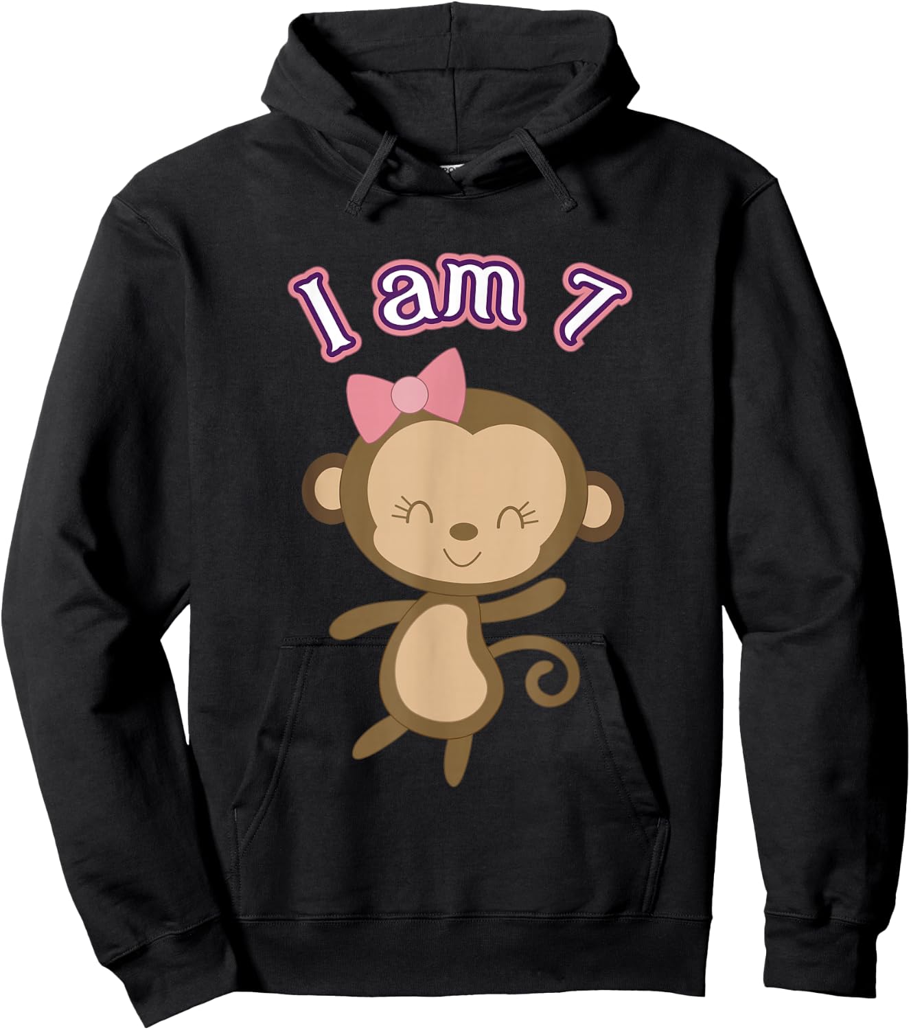 Seventh Birthday Monkey Kids for 7 Years Old Hoodie - Hoodie | Black