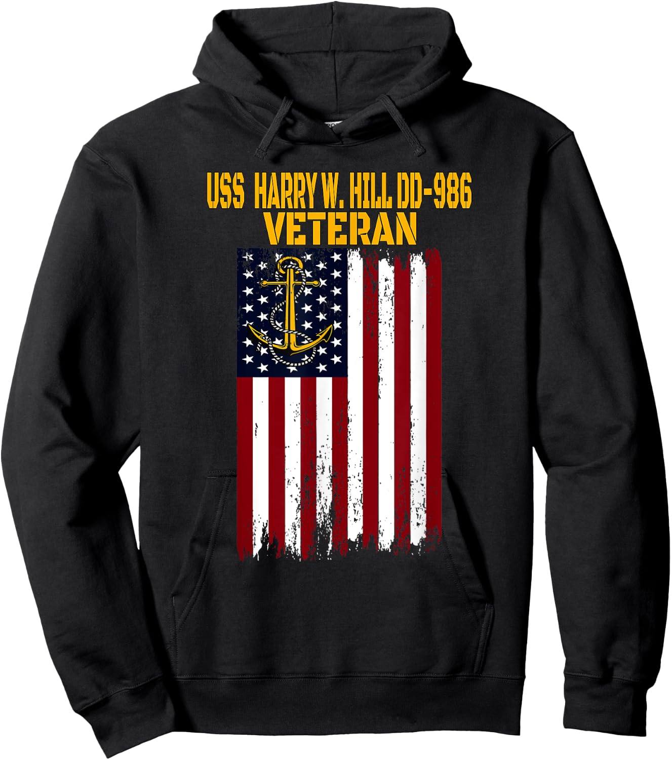 USS Harry W. Hill DD-986 Warship Veterans Day Father's Day Hoodie - Hoodie | Black