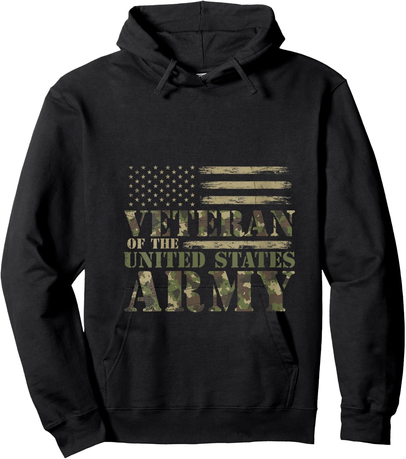 Proud Soldier United States Army USA Flag Camouflage Veteran V-Neck Hoodie - Hoodie | Black